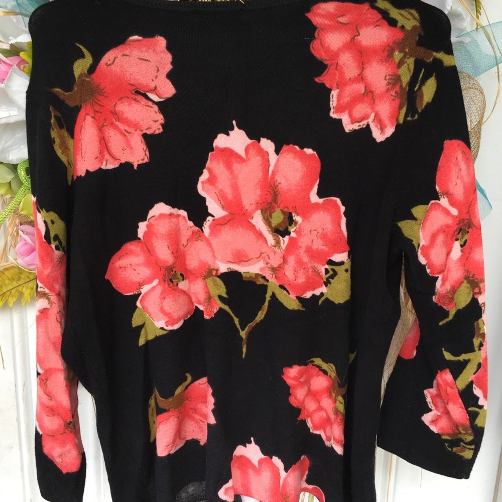 ELIZABETH New York Vintage Beaded Floral Print Cardigan size M EUC - Picture 10 of 12